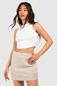 Boohoo Borg Pelmet Mini Skirt, Sand