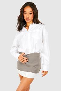 Boohoo Geruit Mini Rokje Met Dubbele Lagen, Brown
