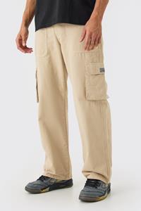 Boohoo Cargo Broek Met Tailleband, Rits En Geweven Label, Stone