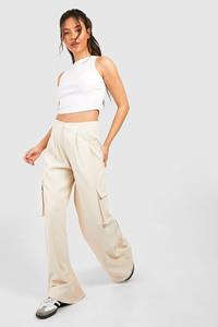 Boohoo Tailored Cargo Trouser, Stone