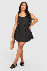 Boohoo Plus Cotton Mini Dress, Black