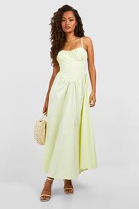 Boohoo Melkmeisjes Midaxi Jurk Met Bandjes, Lemon