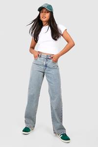 Boohoo Petite Basic Boyfriend Jeans, Washed Blue