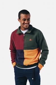Trendsplant Herren vegan Pullover Half Zip Harlekin Color Block