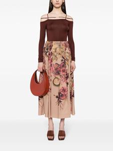 albertaferretti Alberta Ferretti Plooirok met bloemenprint - Bruin