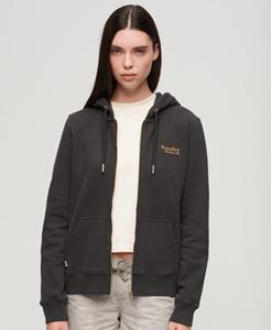 Superdry Vrouwen Essential Logo Hoodie met Rits Zwart