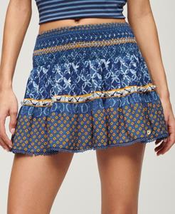 Superdry Vrouwen Shirred Minirok met Print Blauw