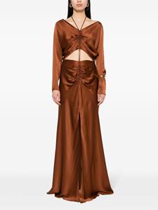 albertaferretti Alberta Ferretti Satijnen midi-jurk met uitgesneden details - Bruin