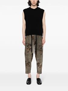umawang Uma Wang Pigiama dragon-print tapered cotton trousers - Grijs