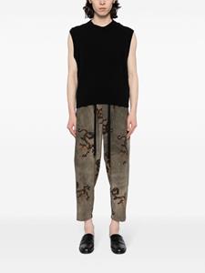 Uma Wang Pigiama dragon-print tapered cotton trousers - Grijs