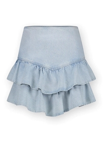 Homage to Denim Licht denim ruffle minirok