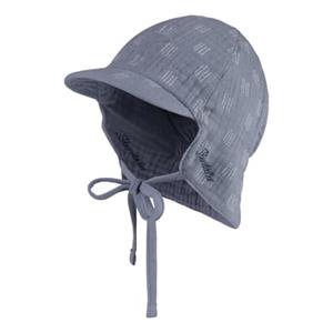Sterntaler Omkeerbare peaked cap met nekbescherming grijsblauw