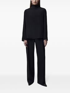 12 STOREEZ high-neck chiffon blouse - Zwart