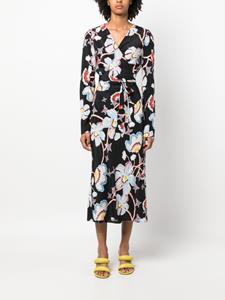dvfdianevonfurstenberg DVF Diane von Furstenberg Wikkeljurk met bloemenprint - Zwart
