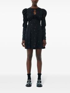 GANNI Satijnen mini-jurk met bloemenprint - Zwart