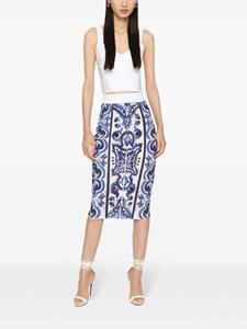 dolce&gabbana Dolce & Gabbana Midi-rok met Majolica-print - Blauw