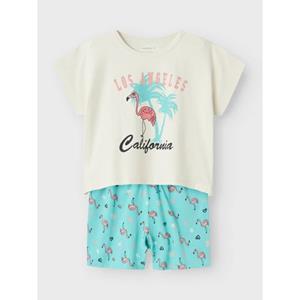 Name-It meisjes shortama - Flamingo - Biologisch katoenen meisjes pyjama - shortama kind