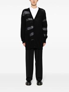 Yohji Yamamoto striped V-neck cardigan - Zwart