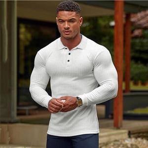 Muscle Guys Muscleguys Nieuwe herfst man comfortabel POLO T-shirt met lange mouwen Business Casual effen kleur trui