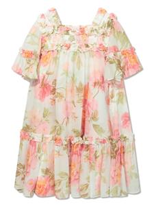 needle&threadkids NEEDLE & THREAD KIDS Jurk met roosprint - Wit