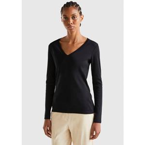 United Colors of Benetton Langarmshirt mit femininem V-Neck