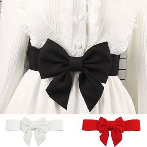 Mefalas Women Elegant Large Bowknot Elastic Belt Dress Decorative Versatile Wide Belt Elastic Waistband Decoration