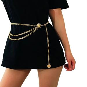 Sunnyway Women's Trendy Multi-layer Metal Link Waist Chain Waist Belt Long Tassel Belly Chains Waist Strap