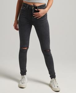 Superdry Female Skinny Jeans met Hoge Taille van Biologisch Katoen Zwart