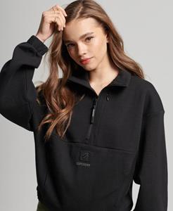 Superdry Female Tech Sweatshirt met Vleermuismouwen en Halflange Rits Zwart