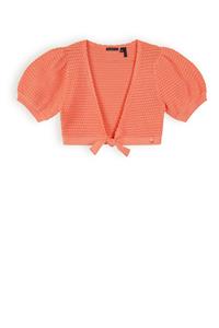 NoNo Meisjes vest gebreid croped - Azra - Lobster rood