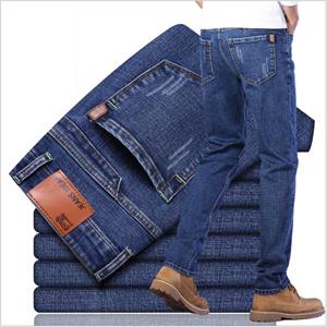 PJ78HG Herfst Winter Klassieke Stijl Heren Jeans Business Zachte Stretch Denim Broek Mannelijke Merk Broek