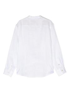 Eleventy Kids band-collar linen shirt - Wit