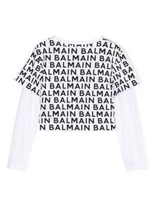 balmainkids Balmain Kids Katoenen T-shirt met logoprint - Wit
