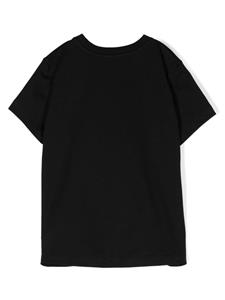 moschinokids Moschino Kids Katoenen T-shirt met logoprint - Zwart