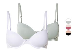 esmara 2 dames beugel bh's (75B, Zwart/beige)