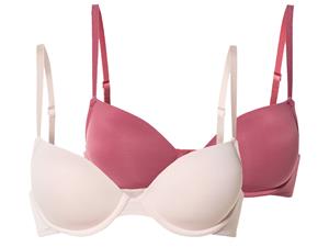 Esmara 2 dames beugel bh's (75B, Rood/roze)