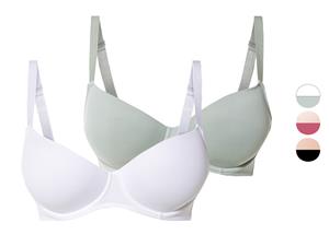esmara 2 dames beugel bh's (85D, Zwart/beige)