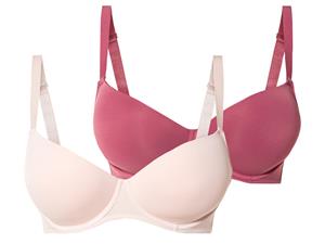 esmara 2 dames beugel bh's (95C, Rood/roze)