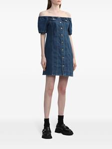 b+ab Off-shoulder denim midi-jurk - Blauw