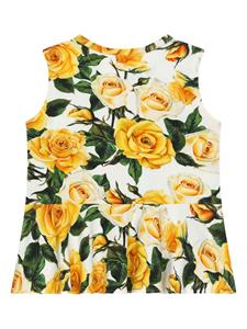 dolce&gabbanakids Dolce & Gabbana Kids Shirt met rozenprint - Geel