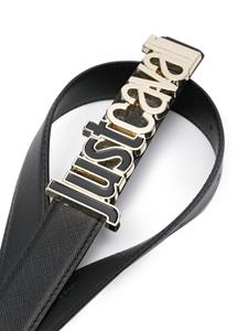 Just Cavalli Leren riem met logo - Zwart