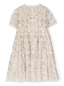needle&threadkids NEEDLE & THREAD KIDS Mini-jurk met geborduurde bloemen - Beige