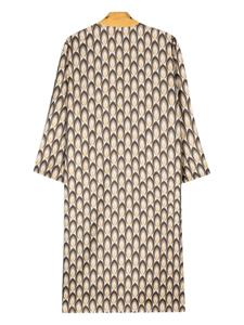 Lorena Antoniazzi geometric-pattern midi silk kaftan - Beige