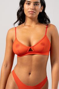 Understatement Damen vegan Mesh Cut-Out Triangle Bralette Feurig Rot