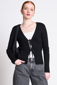 JAN N JUNE JAN 'N JUNE Damen vegan Krawatten-Cardigan Tangy Black