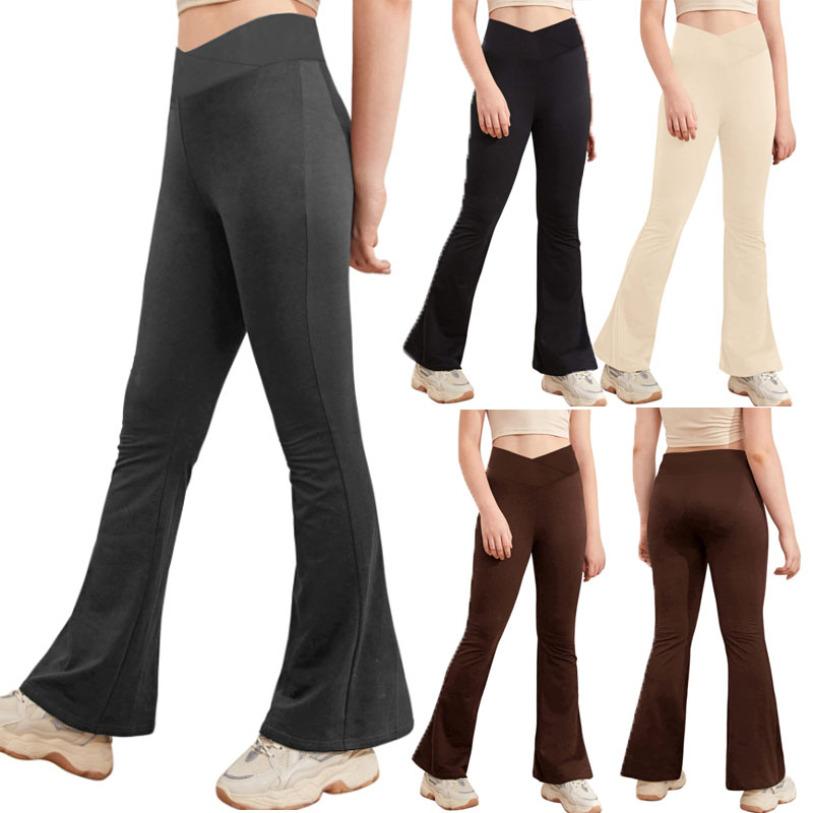 HULIJA Uitlopende broek voor kinderen, meisjes, hoge taille, voor gymnastiek, yoga, danstraining, legging, casual broek