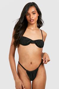Boohoo Tall Geplooide Bikini Set Met Cup Detail, Black