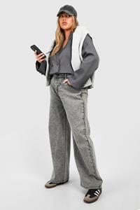 Boohoo Plus Basic Jeans Met Rechte Pijpen, Washed Black