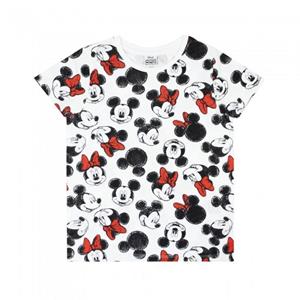 Disney Mickey & Minnie Mouse T-shirt met all-over print voor meisjes 11-12 wit/zwart