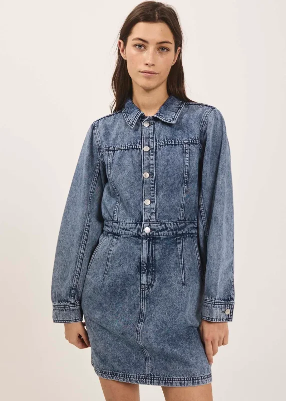 Norr Cara denim dress light blue -